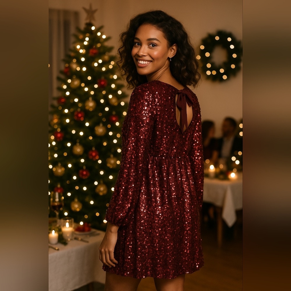 Reitmans. Sparkling Burgundy Sequin Dress